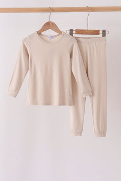 Beige bamboo pajama set