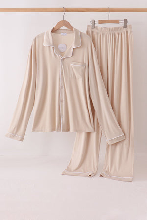 Beige bamboo mom pajama set