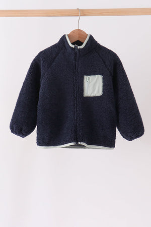 Navy fleece zipper jacket