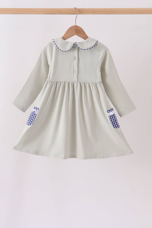 Sage turkey embroidery dress