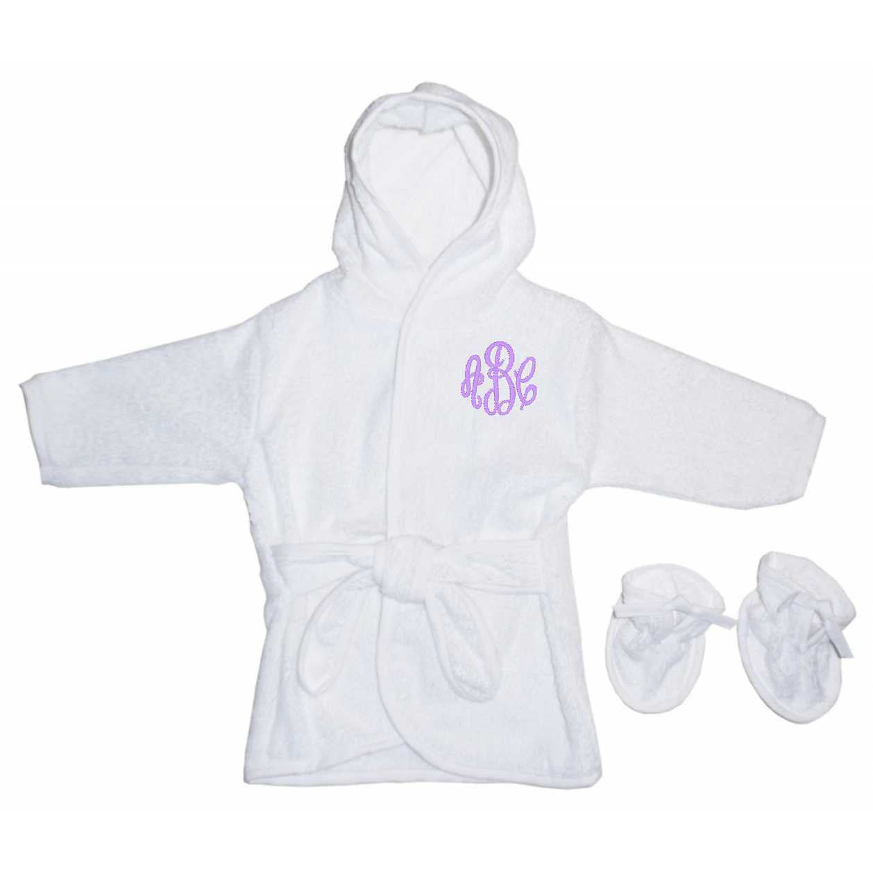 White Hooded Baby Terry Cloth Robe with Booties (960W)
