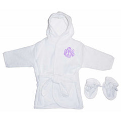 White Hooded Baby Terry Cloth Robe with Booties (960W)