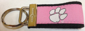 Moonshine Web Keychain - University of Clemson Tiger Paw on Pink (WK-CUP)
