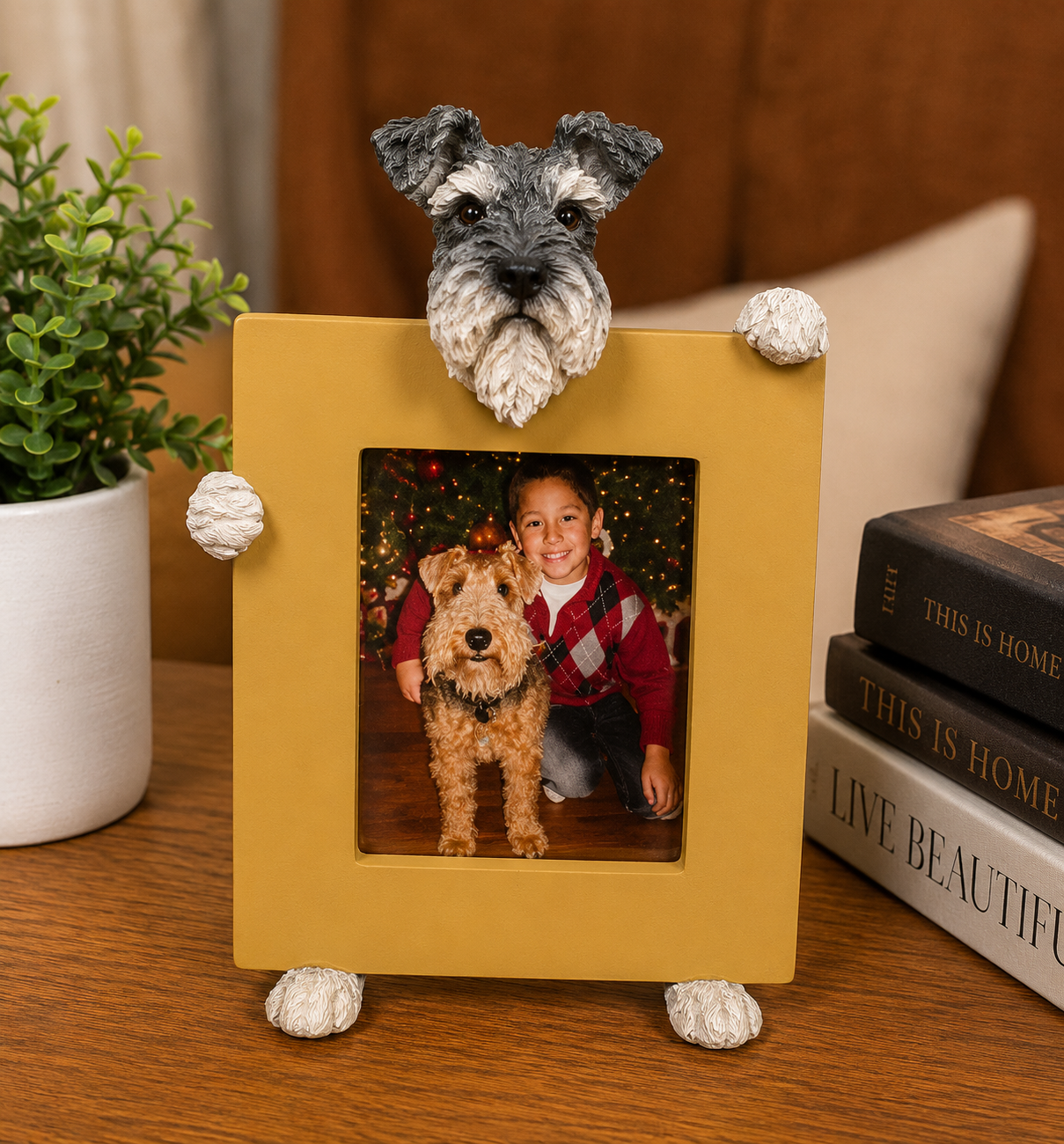 Schnauzer Uncropped (2 1/2x3 1/2) Small Photo Frame: Ceramic