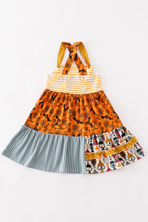Platinum Yellow halloween print apron dress