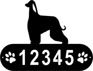 Afghan Hound Dog PAWS House Address Sign or Name Plaque
