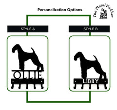 Airedale Terrier Personalized Key and Leash Holder - 5 Hooks