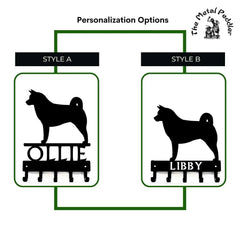 Akita Personalized Key Hanger and Leash Holder - 5 Hooks