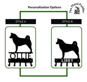 Akita Personalized Key Hanger and Leash Holder - 5 Hooks