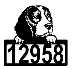 Beagle Address Sign - Detailed Dog Design with Custom House Numbers