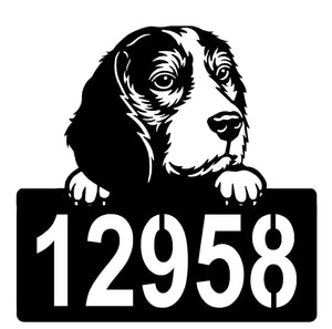 Beagle Address Sign - Detailed Dog Design with Custom House Numbers
