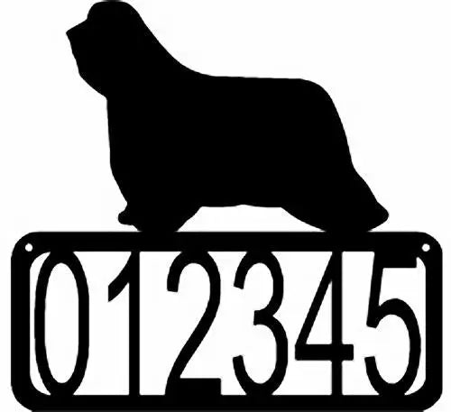 Bearded Collie Dog House Address Sign