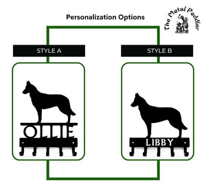 Belgian Malinois Personalized Key Hanger and Leash Holder - 5 Hooks