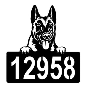Belgian Malinois Address Sign - Detailed Dog Design with Custom House Numbers