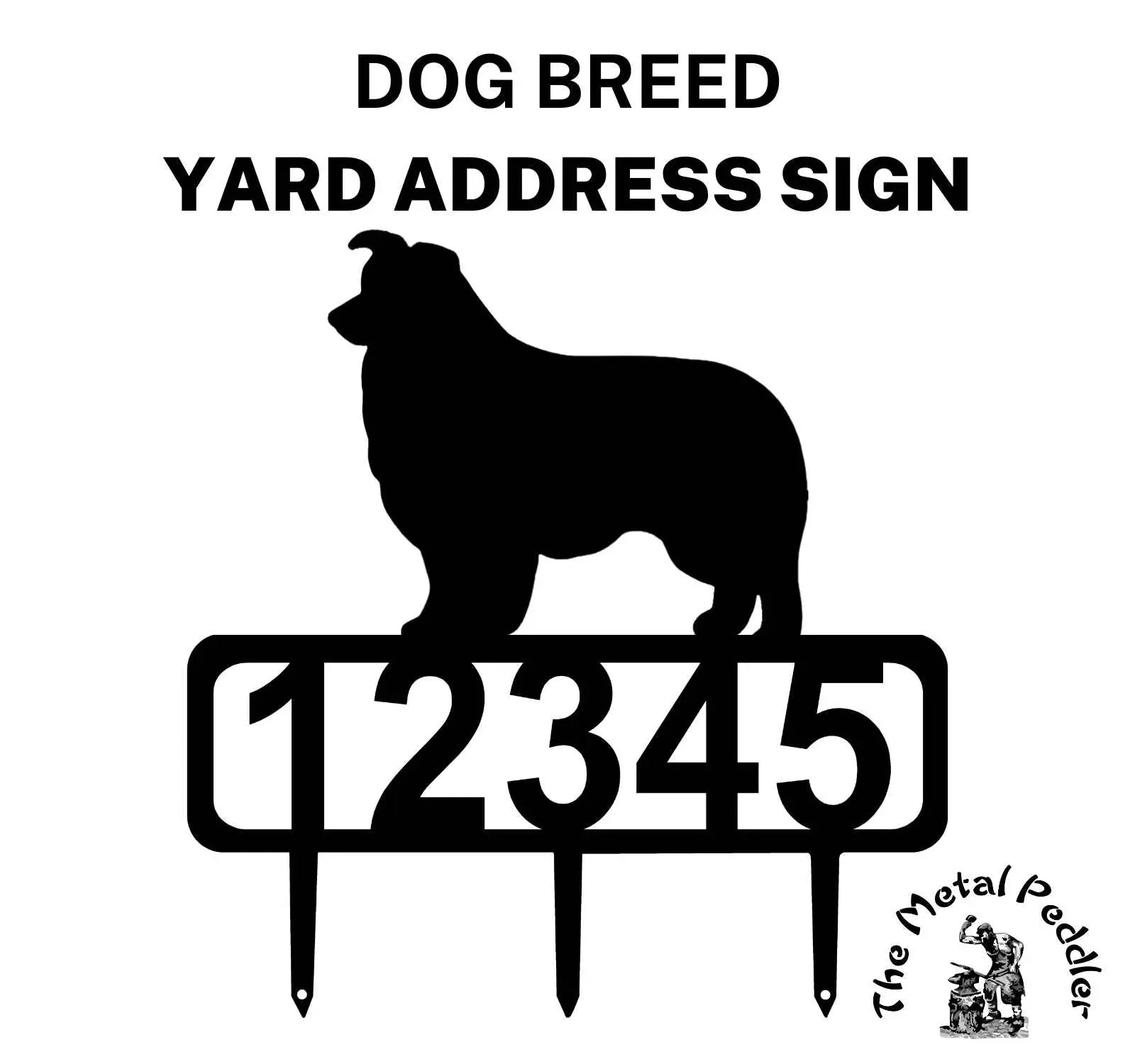 Border Collie Yard Address Sign with Stakes
