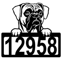 Boxer #1 Address Sign - Detailed Dog Design with Custom House Numbers
