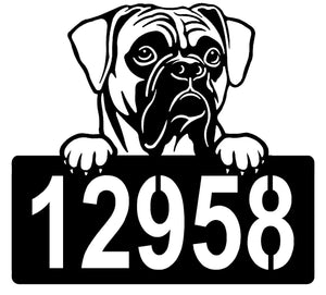 Boxer #1 Address Sign - Detailed Dog Design with Custom House Numbers