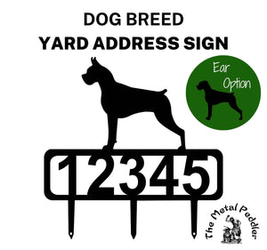 Boxer Dog Yard Address Sign with Stakes