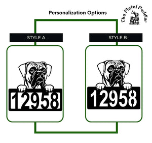 Boxer #1 Address Sign - Detailed Dog Design with Custom House Numbers