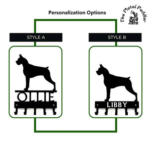 Boxer Dog Personalized Key Holder and Leash Hanger - 5 Hooks