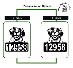 Brittany Spaniel Address Sign - Detailed Dog Design with Custom House Numbers