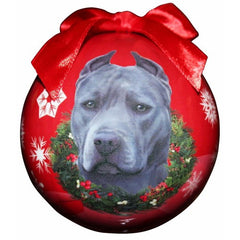 E&S Imports Shatter Proof Ball Christmas Ornament - Pit Bull (blue)(CBO-26b)