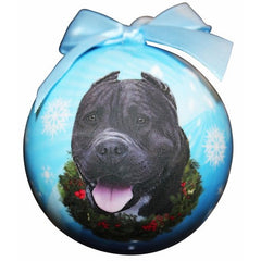 E&S Imports Shatter Proof Ball Christmas Ornament - Pit Bull (black)(CBO-26c)