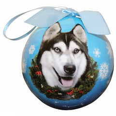 E&S Imports Shatter Proof Ball Christmas Ornament - Siberian Husky(CBO-40)