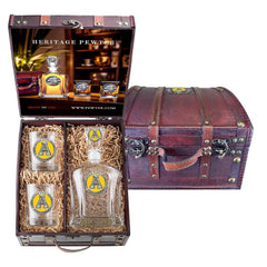 Appalachian State University Capitol Decanter and 2 Glasses with Chest Box