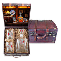 North Carolina State University Capitol Decanter and 2 Glasses with Chest Box