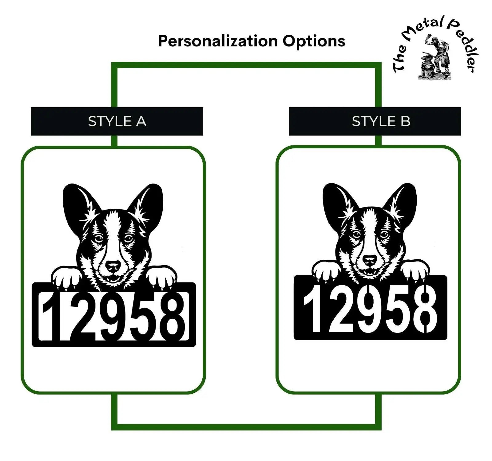 Cardigan Welsh Corgi Address Sign - Detailed Dog Design with Custom House Numbers