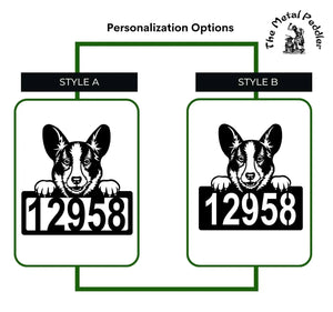 Cardigan Welsh Corgi Address Sign - Detailed Dog Design with Custom House Numbers