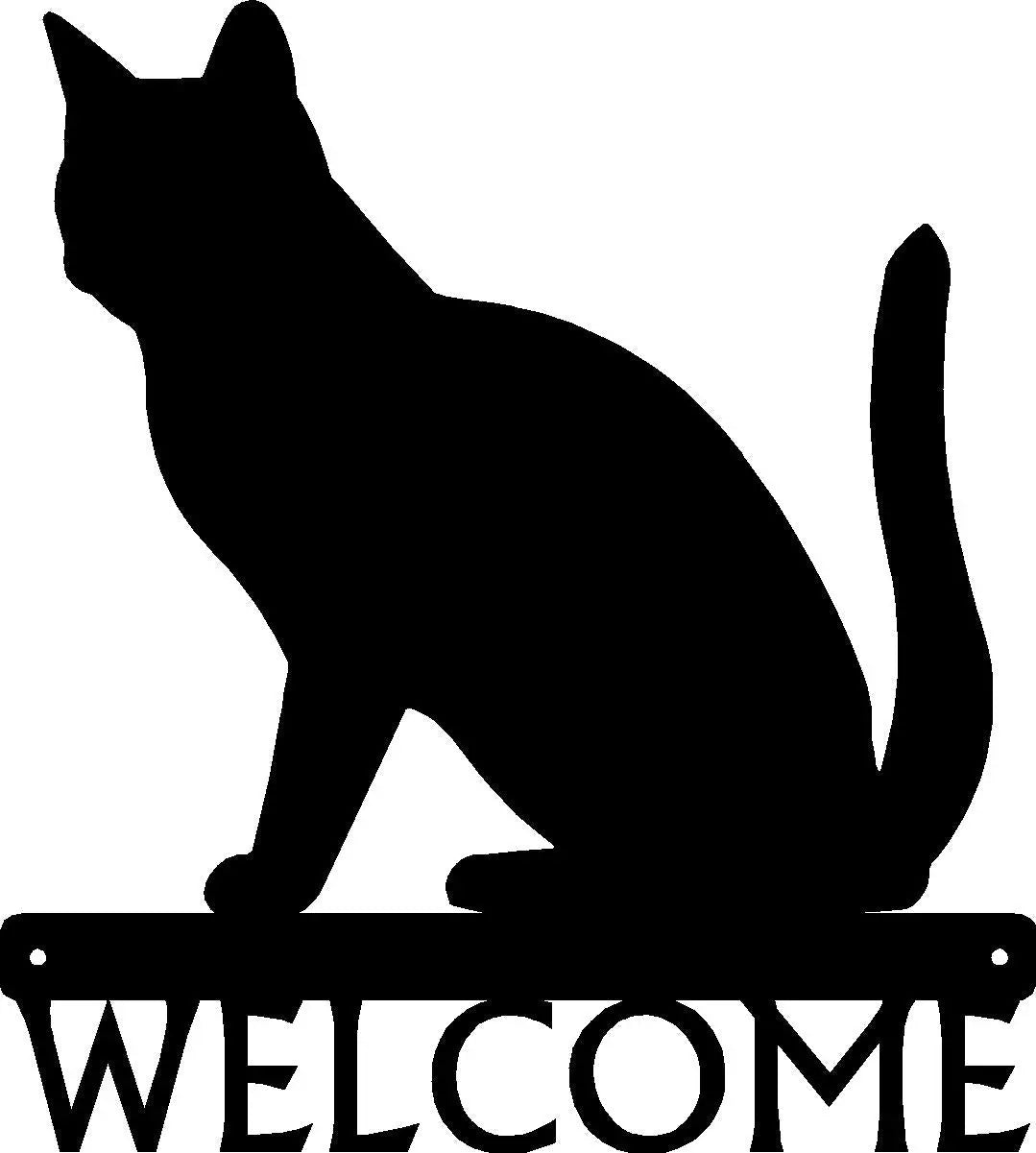 Cat #03 Metal Welcome Signor Name Plaque