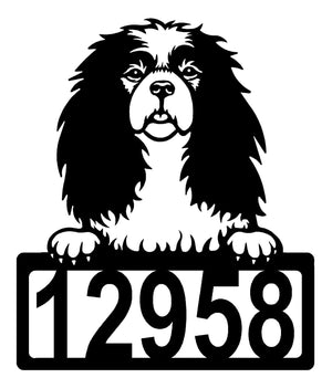Cavalier King Charles Spaniel Address Sign - Detailed Dog Design with Custom House Numbers