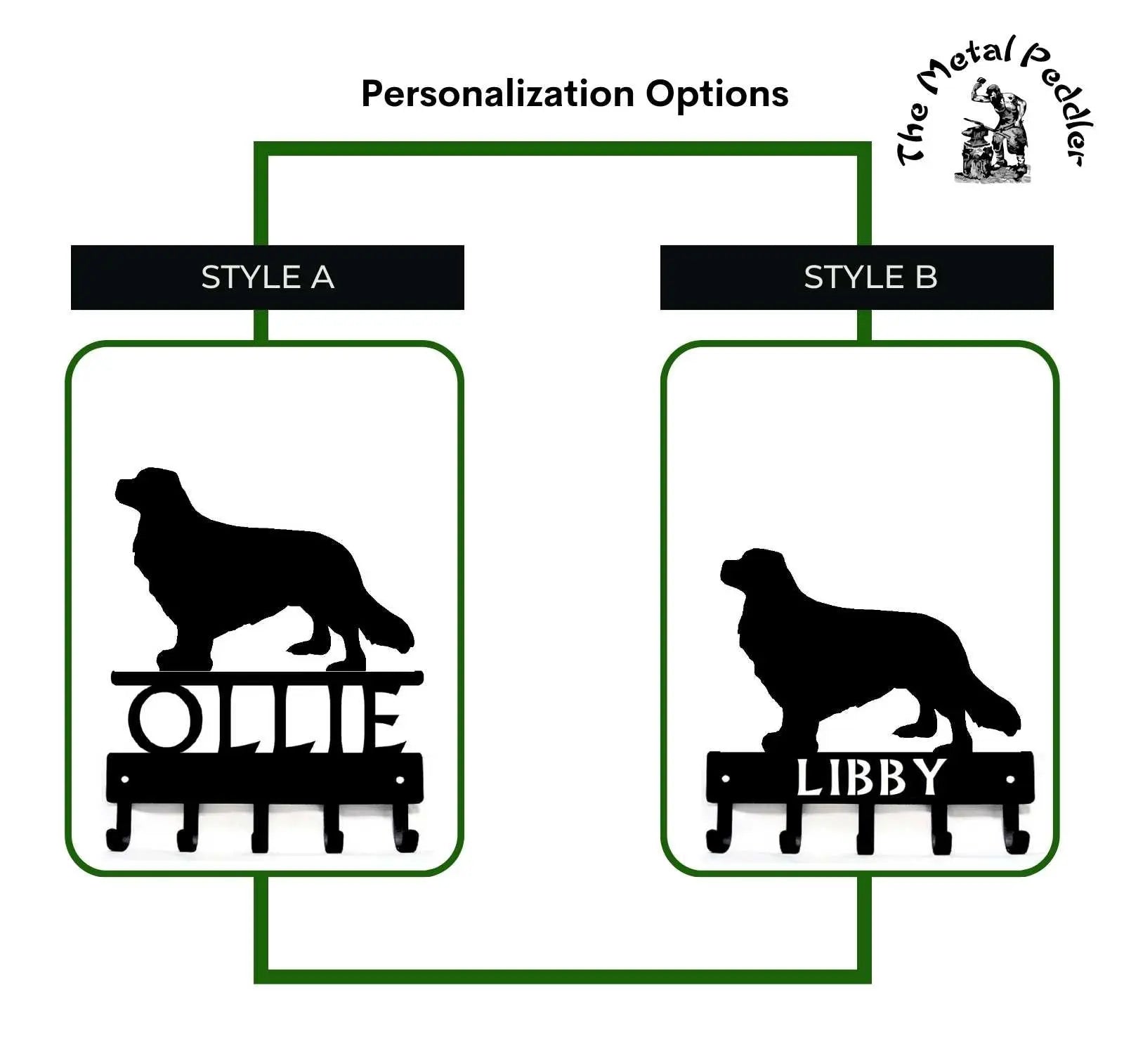 Cavalier King Charles Spaniel Dog Personalized Key Holder and Leash Hanger - 5 Hooks