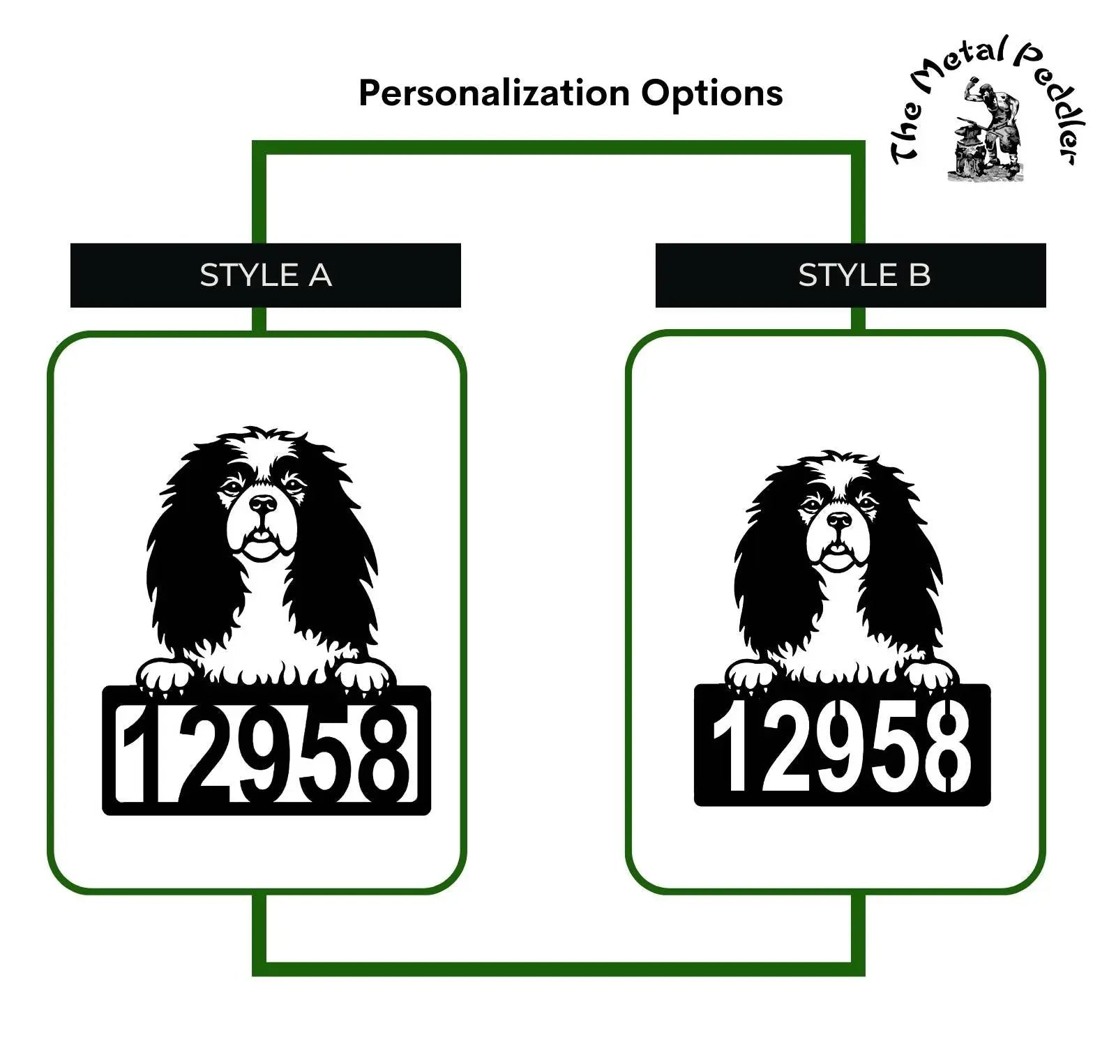 Cavalier King Charles Spaniel Address Sign - Detailed Dog Design with Custom House Numbers
