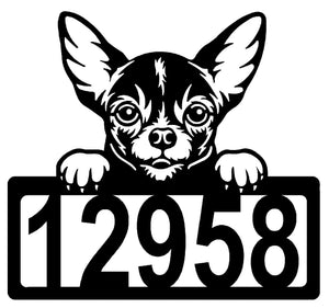 Chihuahua #1 Address Sign - Detailed Dog Design with Custom House Numbers