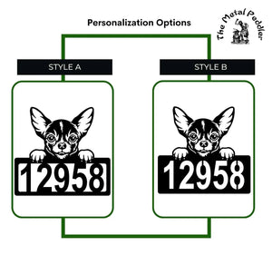 Chihuahua #1 Address Sign - Detailed Dog Design with Custom House Numbers