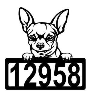 Chihuahua #2 Address Sign - Detailed Dog Design with Custom House Numbers