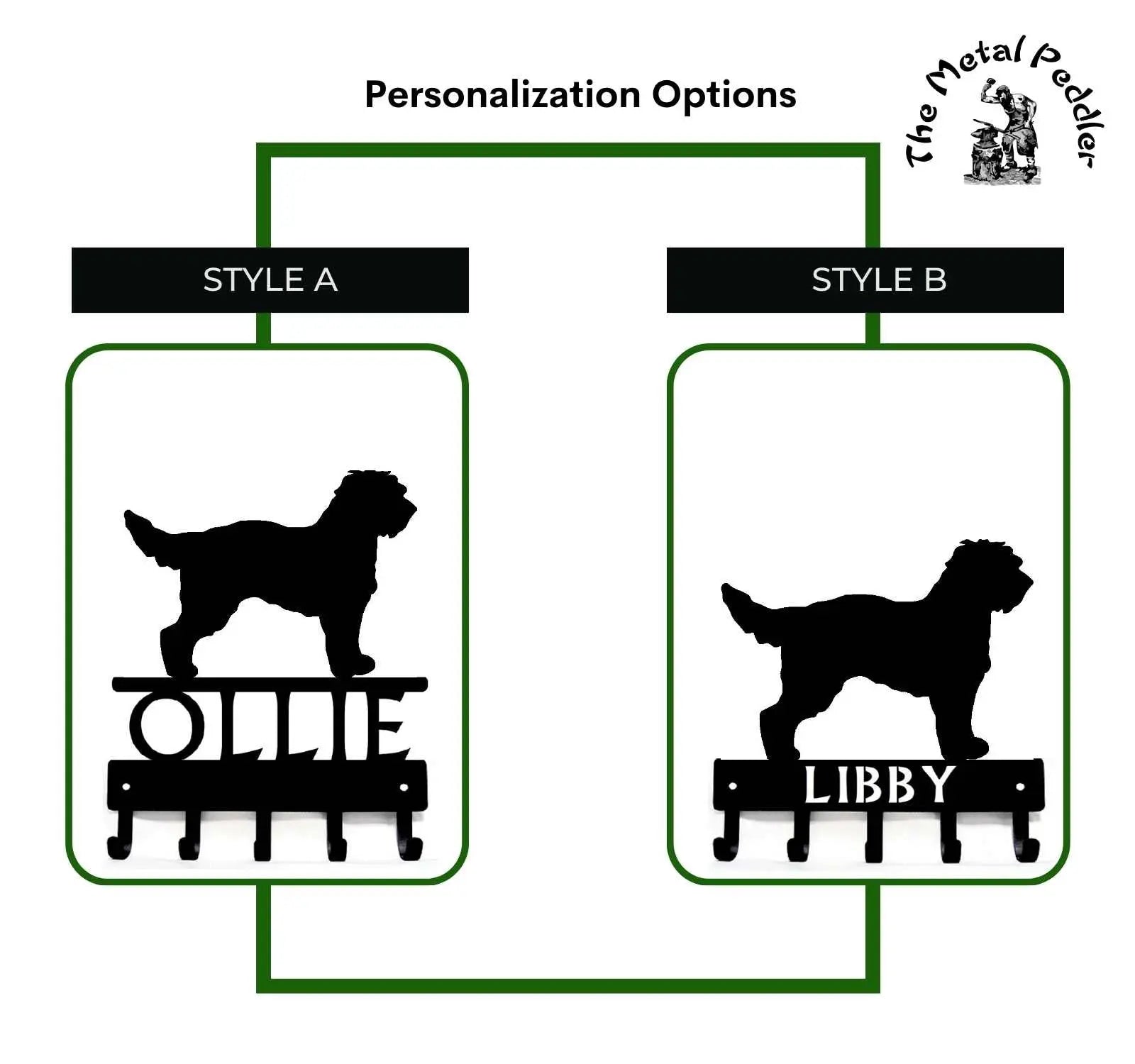 Cockapoo Personalized Key and Leash Hanger - 5 Hooks