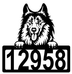Collie Address Sign - Detailed Dog Design with Custom House Numbers