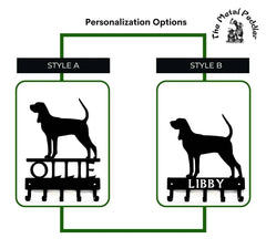 Coonhound Personalized Key and Leash Hanger - 5 Hooks