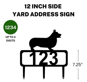 Corgi Yard Address Sign with Stakes (Pembroke & Cardigan Welsh Corgi options)