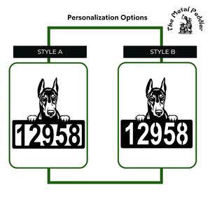 Doberman #1 Address Sign - Detailed Dog Design with Custom House Numbers
