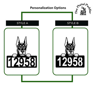 Doberman #2 Address Sign - Detailed Dog Design with Custom House Numbers