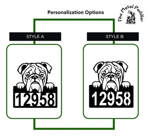 English Bulldog Address Sign - Detailed Dog Design with Custom House Numbers
