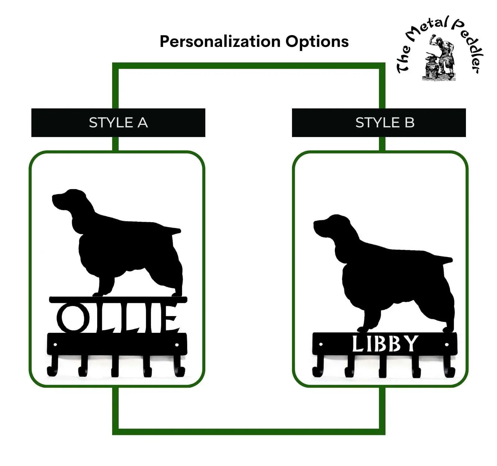 English Springer Spaniel Personalized Key Hanger and Leash Holder - 5 Hooks