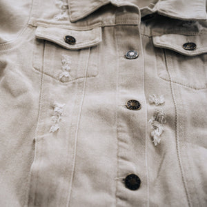 Khaki Distressed Denim Jean Jacket - Child