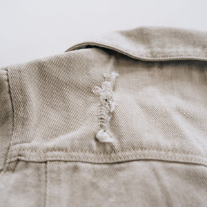 Khaki Distressed Denim Jean Jacket - Child