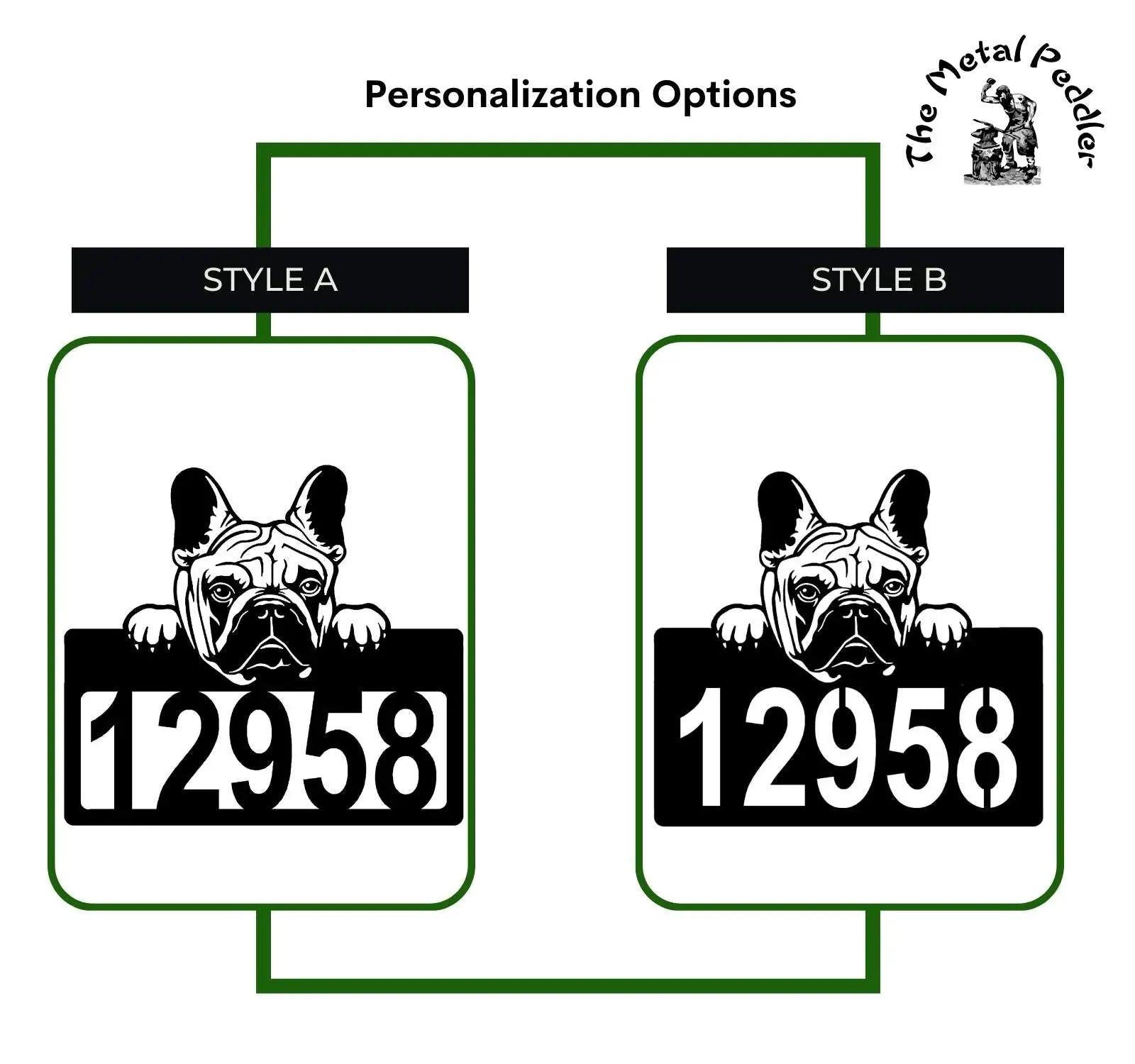 French Bulldog #1 Address Sign - Detailed Dog Design with Custom House Numbers